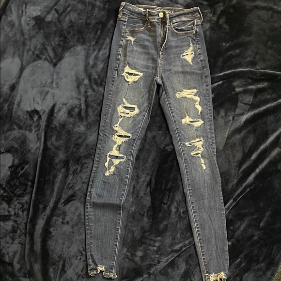 American Eagle Outfitters Ripped Gray Skinny Jeans - Picture 1 of 3